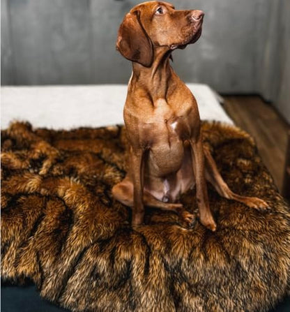 IHAPPYDOG Faux Fur Dog Blanket, Waterproof Couch Cover, Brown 60"x50" - color: Brown, size: 60" x 50"