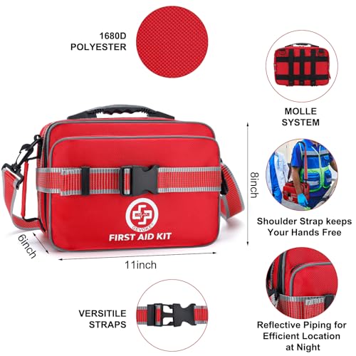 Gevoke Professional 500 Piece Emergency First Aid Kit for Home, Car | Large Complete Medical Kit for Travel, Camping, Truck, Hiking, Sports, Office, Vehicle & Outdoor Emergencies