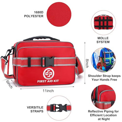 Gevoke Professional 500 Piece Emergency First Aid Kit for Home, Car | Large Complete Medical Kit for Travel, Camping, Truck, Hiking, Sports, Office, Vehicle & Outdoor Emergencies