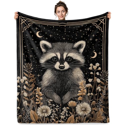 Jekeno Raccoon Gifts Blanket Celestial Starry Moon Throw Blanket - color: Raccoon, size: 50x60 Inch