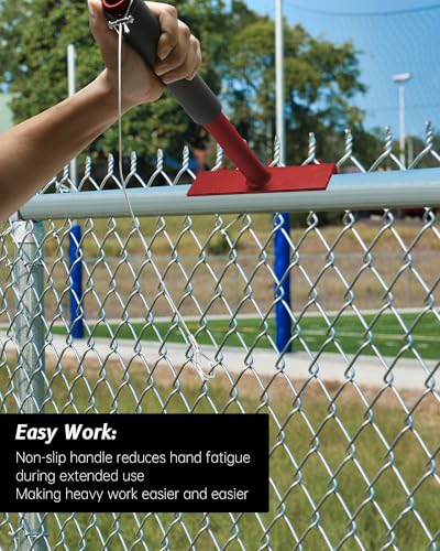 Red Chain Link Fence Heavy Duty Top Rail Fabric Hanging Tool, 15.7 Inch Chain Link Fence Tools with Anti Slip Handle Including Connection Hook Fit for Fixing Fences on Farms, Pastures, Garden Barriers - size: Red