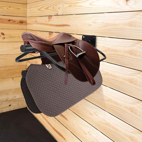 2 Pack Saddle Rack with Pad Bar,Heavy Duty Wall Mounted Saddle Stand Saddle Pad Rack for English Western Saddles Horses Blanket,Black - style: One Bar-2PCS