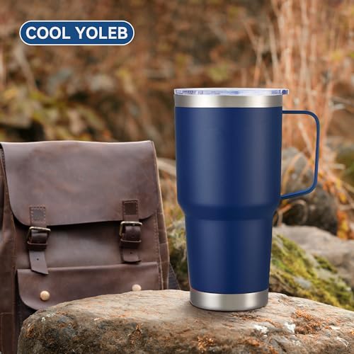 30 oz Stainless Steel Tumblers Bulk with Handle and Lid, 4 Pack - color: Navy