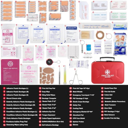 Gevoke 410 Piece Waterproof Hard Shell First Aid Kit, Red | For Home, Car, Travel, Camping, Truck, Hiking, Sports, Office, Vehicle & Outdoor, Emergency Medical Kits - color: Red