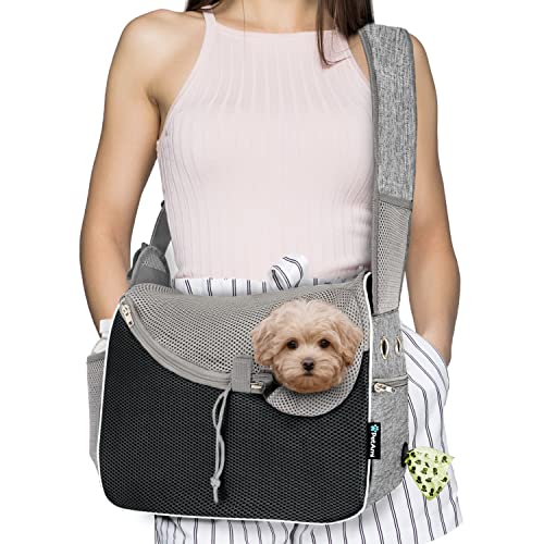 PetAmi Dog Sling Carrier for Small Dogs, Hands Free Crossbody Carrier, Gray - color: Gray