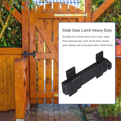 7.5" Heavy Duty Security Slide Latch Lock,with Padlock Hole Adjustable Gate Latch for Wooden Fences Barn Doors, Interior and Outdoor Door Latch,etc.