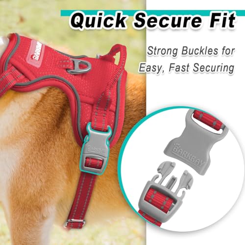 BARKBAY Dog Harness for Small Sized Dog No Pull Mesh 2 Clips Dog Vest - color: Red-Mesh, size: X-Small