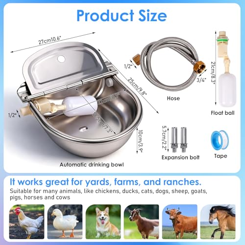 Metal Automatic Chicken Waterer, Duck Waterer No Mess