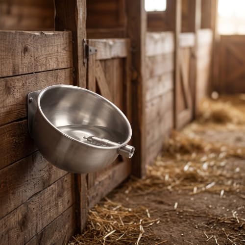2 Pack Pig Waterer, Automatic Stainless Steel Pig Water Bowl with 1/2 Inch Water Nipper, Livestock Waterer Drinker for Piglets, Goats, Sheep and Other Farm Animals - size: 8.2In Diameter