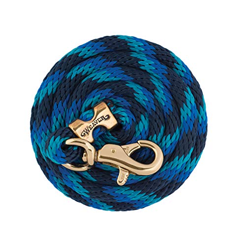Poly Lead with Brass Plated Bull Trigger Snap, Navy/Blue/Turquoise