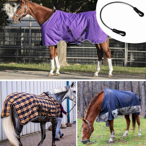 4Pcs Horse Blanket Straps, Adjustable Elastic Leg and Tail Straps, 16" - color: 4 PCS