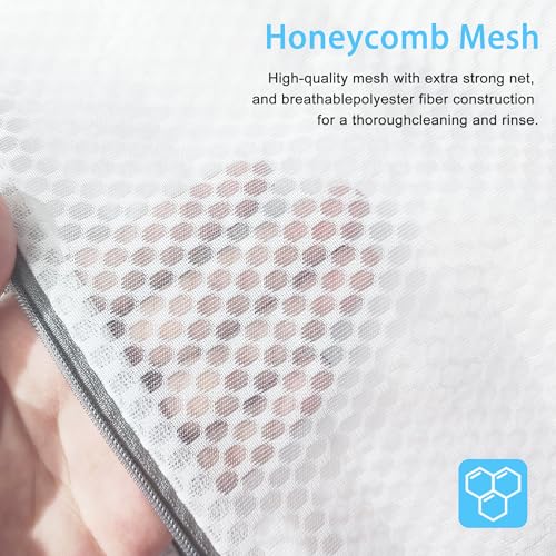 PrettyCare 3 Large (16x19inch) Mesh Laundry Bags for Delicates, Durable Honeycomb Wash Bags with Premium Zippers - Laundry Essentials Mesh Bags for Lingerie, Bras, Socks, Sweater, Travel & Organizing - size: Large