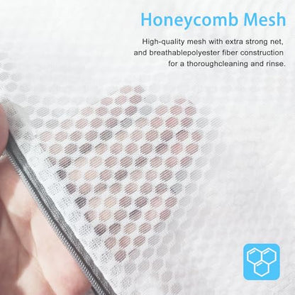 PrettyCare 3 Large (16x19inch) Mesh Laundry Bags for Delicates, Durable Honeycomb Wash Bags with Premium Zippers - Laundry Essentials Mesh Bags for Lingerie, Bras, Socks, Sweater, Travel & Organizing - size: Large