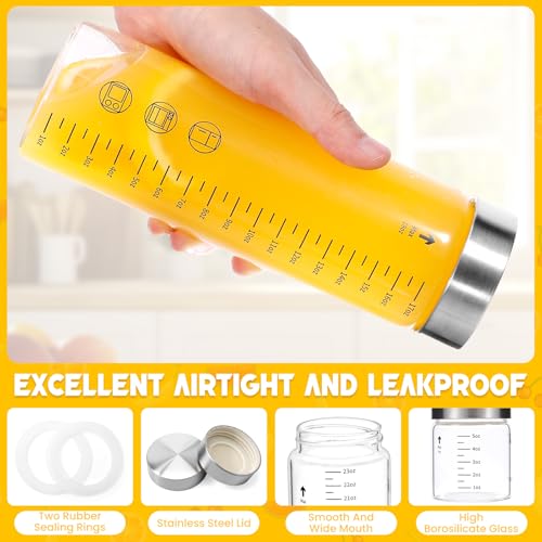 Glass Juice Bottles with Lids, 6 Oz Wide Mouth Glass Water Bottles, for Juicing, Protein, Smoothie, Milk, BPA Free, Stainless Steel Lids, Shaker Bottles (6 Oz / 4 Pack) - size: 6 Oz--4 Pack