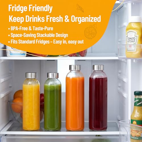 Luxfuel 18 oz Glass Water Bottles, Clear Glass Bottles with Lids 6 Pack - color: Clear Glass Bottle 6Pack, size: 18oz