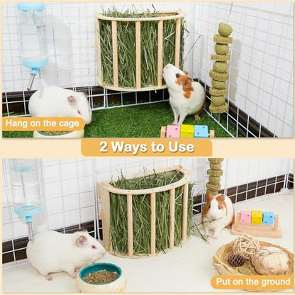 Unicorn Catcher Wooden Guinea Pig Hay Feeder, Large Hanging Rabbit Rack - size: 1 PACK
