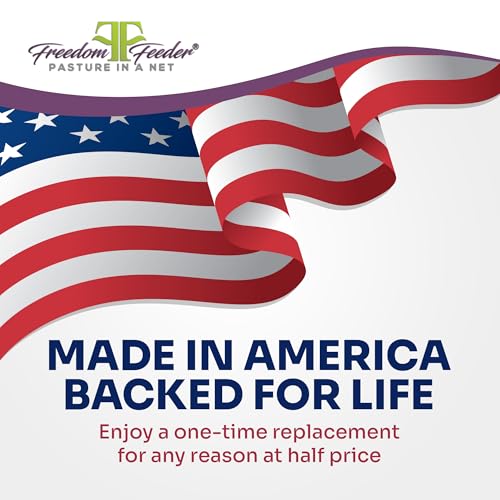 Freedom Feeder Mesh Net Two Day Slow Horse Feeder — Designed to Hold 50 lbs, 6 Flakes or 2 String Bale of Hay and Feed Horse for Two Days — Reduces Horse Feeding Anxiety and Behavioral Issues - size: 1.5"