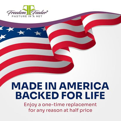 Freedom Feeder Mesh Net Two Day Slow Horse Feeder — Designed to Hold 50 lbs, 6 Flakes or 2 String Bale of Hay and Feed Horse for Two Days — Reduces Horse Feeding Anxiety and Behavioral Issues - size: 1"
