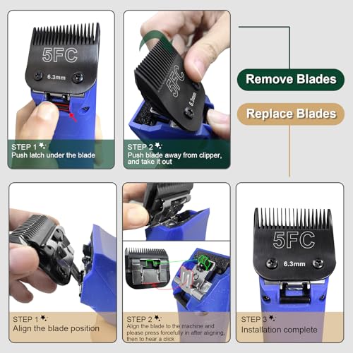 Black Detachable Dog Blades Set Compatible with Andis/Oster A5 Grooming - color: Black, size: 4 PACK(3.2-13mm）