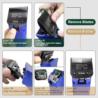 Black Detachable Dog Blades Set Compatible with Andis/Oster A5 Grooming - color: Black, size: 4 PACK(3.2-13mm）