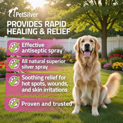 PetSilver Wound Spray, Antibacterial, Healing Aid, USA Made, 4 fl oz - size: 4 oz