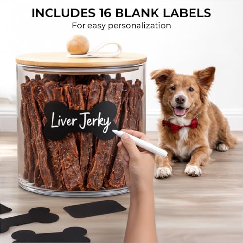 Dog Treat Container Airtight & Dog Treat Jar With Lid: Pet Food Storage | Create a tidy, modern pet feeding zone, Clear acrylic shows food levels instantly, Protect pet food from going stale.