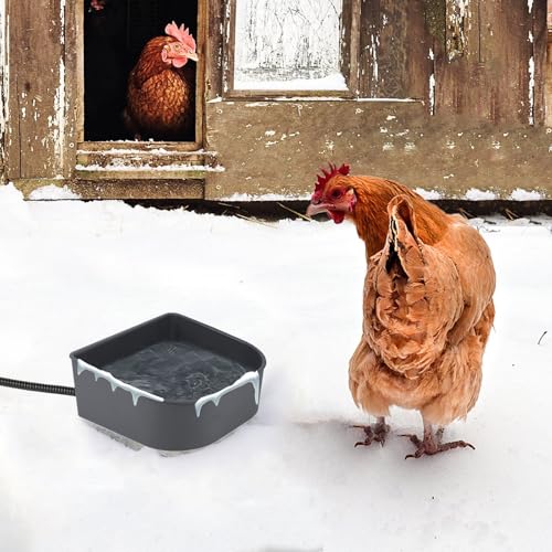 Hanging Heated Water Bowl for Cats/Rabbits/Chicken/Dogs, 34 OZ Thermal-Bowl Heated Small Water Dish for Outdoor Animals Hang on Cage - color: Grey