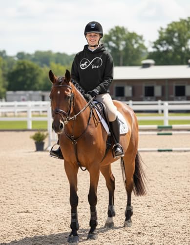 Tstars Infinity Love Horse Hoodie Women Teen Girls Equestrian Riding - color: Infinity / Black, size: Medium