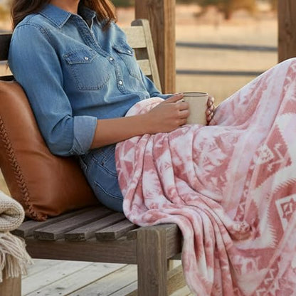 Wrangler - Blanket, Polyester, Medium Weight, Year-Round Comfort - color: Jesse Pink, size: 50" x 70"