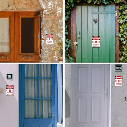 WADORN 10 Sheets Alarm Warning Sign Stickers, Alarm System Sign Decals Waterproof Self-Adhesive Vinyl Decal Security Warning Labels for Home Business Internal and External Use 7.08x5.12 Inch - style: Warning Alarm System