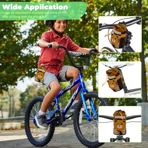 Cute Animals Bike Water Bottle Holder with Shoulder Straps, Universal Cycling Bicycle Drink Cup Cage for Kid's, Cruiser, Scooter, MTB, Road Bike (Bear) - color: Bear