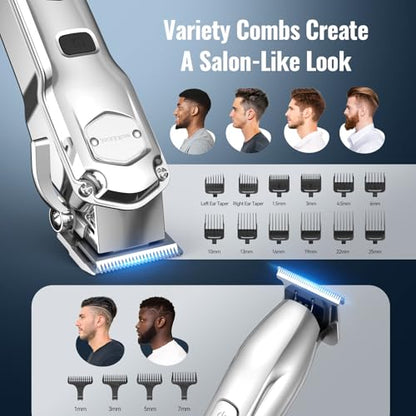 Jack & Rose Hair Clippers for Men Set Professional, Cordless Men Hair Trimmer, Electric Shavers, Barber kit, 4 in 1,LED Display, for Nose, Body, Bald Head | Barber kit, 4 in 1,LED Display, for Nose, Body, Bald Head