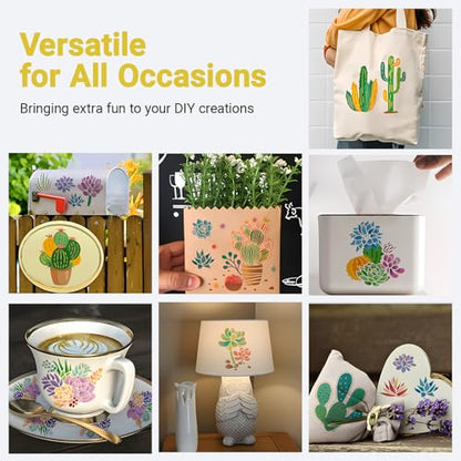 25 Pcs Cactus Stencils for Painting, Succulent Planter Designs 6 Inch - color: Cactus