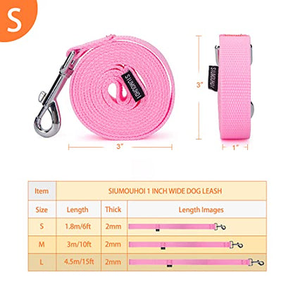 Strong Durable Nylon Dog Training Leash, 1 Inch Wide Traction Rope, 6 ft Long, for Small and Medium Dog (Pink, 6 Feet) - color: Pink, size: 6 Feet