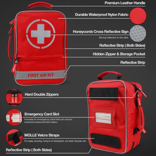 410 PCS First Aid Kit, Double-Sided Reflective, Well-Organized, Waterproof