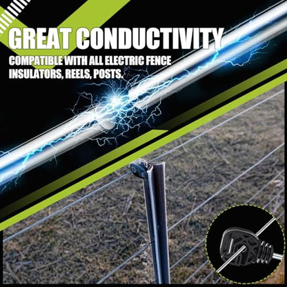 Blulu 14 Gauge Aluminum Electric Fence Wire High Conductivity, 1000 ft | Aluminum Alloy, Garden Chicken Poultry Fencing, Universal Compatibility and Versatility - size: 14 Gauge