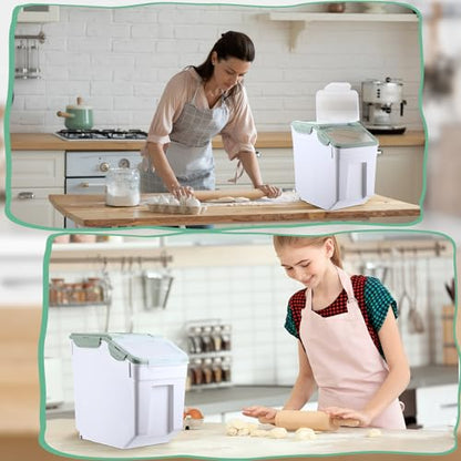 Sunnyray 4 Pcs 33 Lbs Green Rice Flour Storage Bins with Wheels - color: Green, size: 33 lbs
