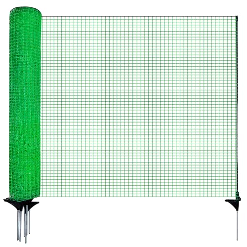 Temporary Fence with Posts,4'x50' Safety Barrier for Dog Snow Plastic Mesh Fencing with Fiberglass Stake Windbreak Rope,Movable Fencing Roll for Garden Backyard Outdoor Animal Protect - size: 4'x50'