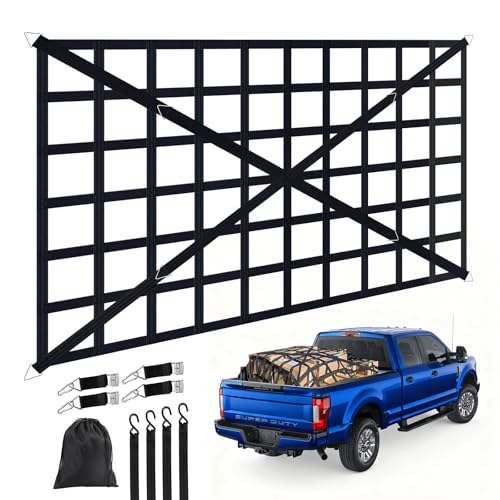 Cargo Net for Pickup Truck Bed, Heavy Duty 1300 lbs Capacity - size: 82" x 50"