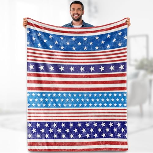 Aimego American Flag Blanket Gifts for Men Women Kids United States USA Flag Patriotic Theme Independence Day Decor Bedroom Living Room Soft Cozy Bed Couch Birthday Christmas Blanket 50"x60" - color: Flag 17, size: 50"x60"