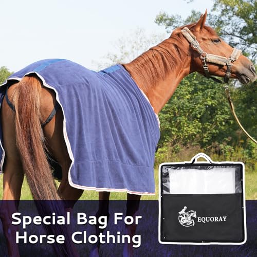 Horse Rug Fly Sheet Lightweight Cooler Blanket for Horses with Velcro Front Moisture Wicking Breathable Turnout Rug for Spring Fall, Blue