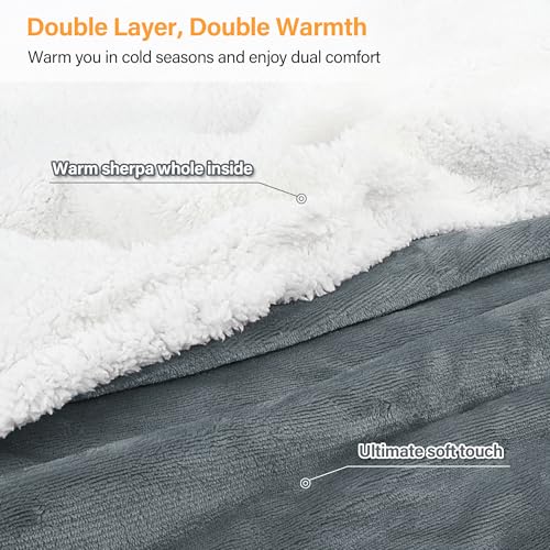 Catalonia Sherpa Wearable Blanket with Sleeves and Pocket for Adults - color: Gray, size: Standard Pocket