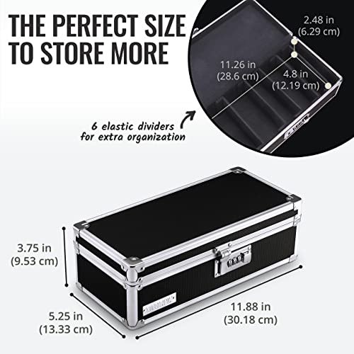 Vaultz Locking Medicine Storage Box, Combo Lock, 3.75x11.88x5.25, Black - color: Black