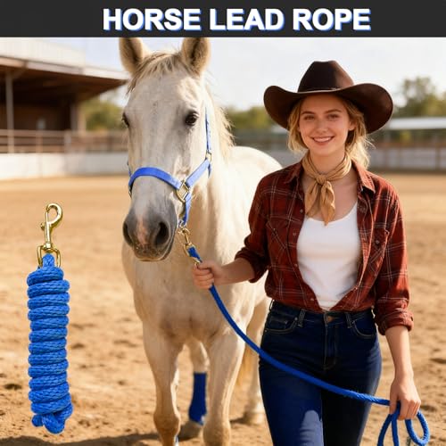5/8" x 8' Nylon Horse Lead Rope (Royal Blue) - color: Royal Blue