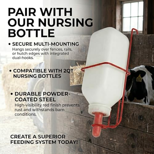 FarmTek Nursing Bottle Holder w/ 2-Quart Bottle – Powder-Coated