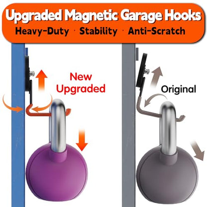 ULIBERMAGNET New Updated Strong Magnetic Hooks,2 Pack Heavy Duty Large Magnetic Hooks for Extension Cord, Cable, Hose, Power Cord,Rope,Drill,Jig Saw,Circular Saw,Garden Lawn Tools (Orange/3.46inch) - style: Upgraded Orange Large L Ultimate Strong Hooks