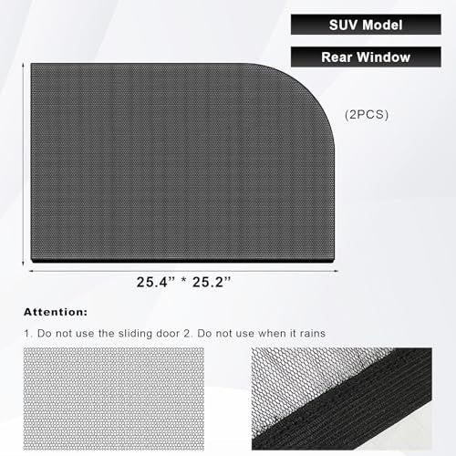2 PCS Car Window Shades, Double-Layer Automotive Rear Side Window Sunshade Blocks UV Rays & Sun Glare, Breathable Mesh Screen Stretch Sun Protection Cover for Most SUVs - color: SUV Rear, 2 PCS