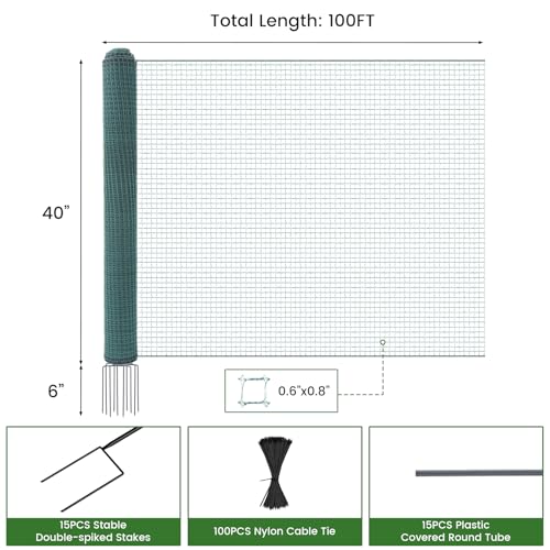 DoCred Non Electric Fence Netting, 40in x 100ft Movable Livestock Nets - size: 40in x 100ft
