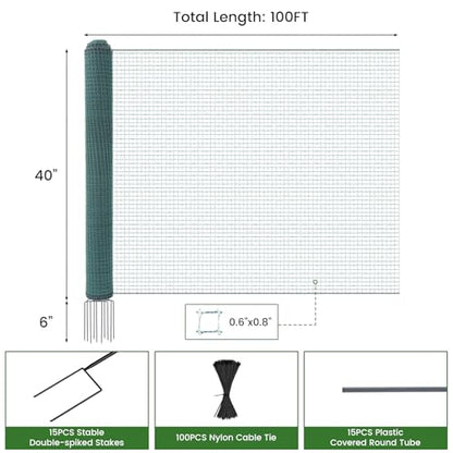 DoCred Non Electric Fence Netting, 40in x 100ft Movable Livestock Nets - size: 40in x 100ft