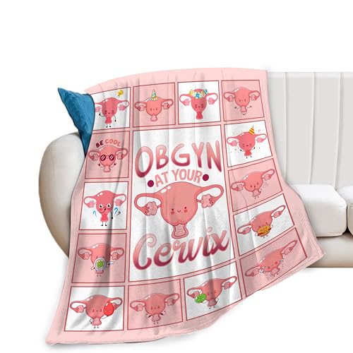 Cervix Uterus Blanket OBGYN at Your Cervix Throw Blanket All Season Ultra Soft Cozy Fleece Hysterectomy Gifts Fuzzy Plush Bedding Blankets Hysterectomy Recovery Gifts for Girls Women 80"x60" - color: Cervix Uterus, size: 80"x60"